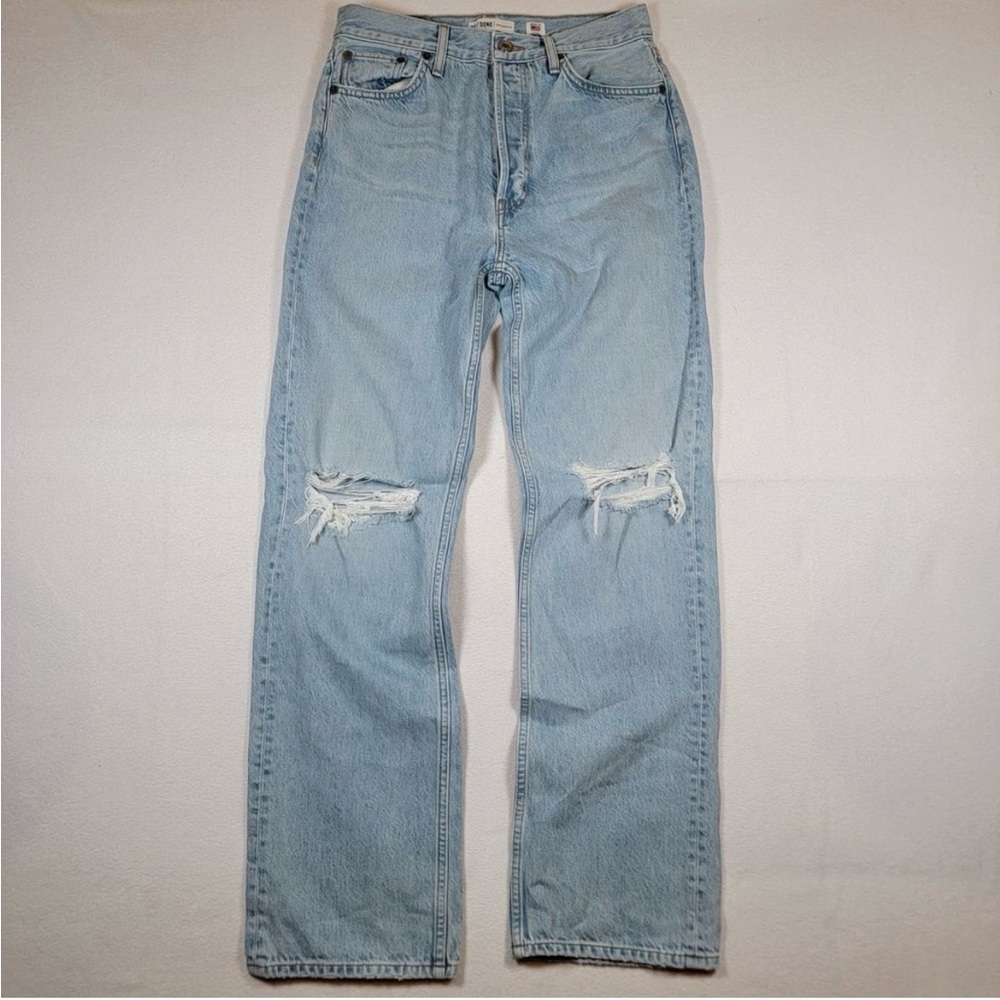 RE/Done Women's Relaxed Fit High Rise Jeans Sz 28 (29x31.5) Blue Distressed